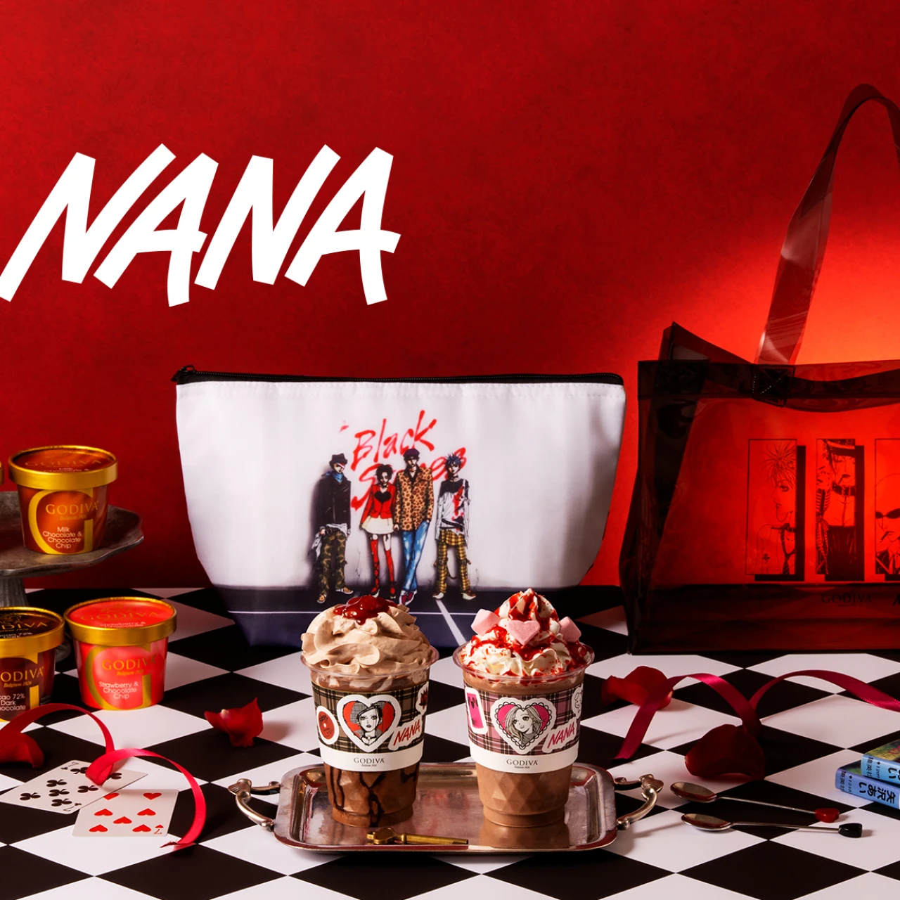 【GODIVA（ゴディバ）】と『NANA』がコラボ。第1弾としてショコリキサーやタンブラー、アイスと保冷ポーチ＆トートバッグセットが登場！