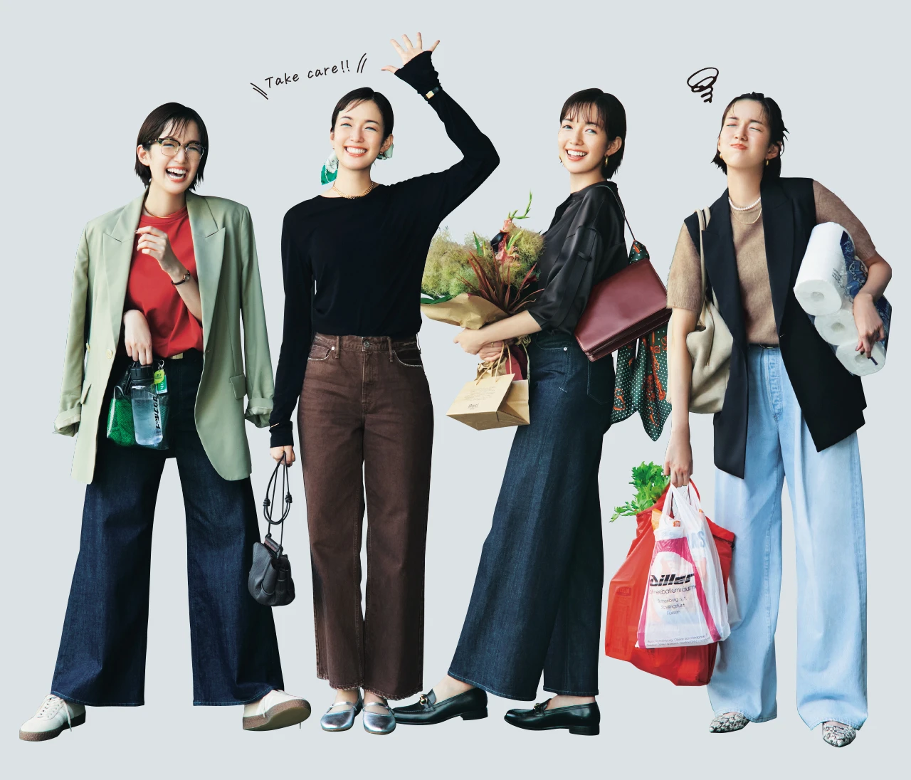 友人とのホカンスは映え重視のコーデに。デニムコーデ5DAYS【愛車ときれいめデニム服着回し】