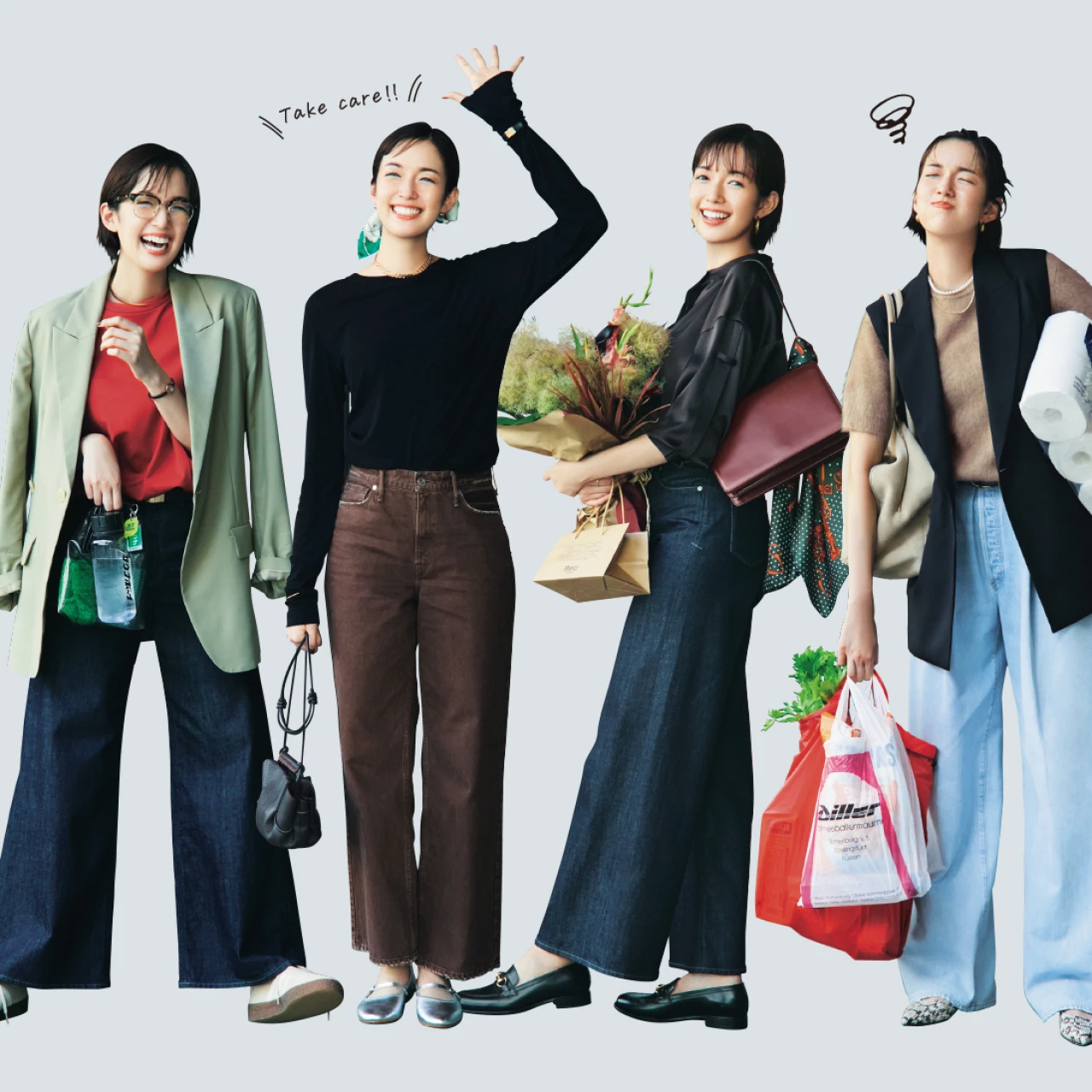 友人とのホカンスは映え重視のコーデに。デニムコーデ5DAYS【愛車ときれいめデニム服着回し】