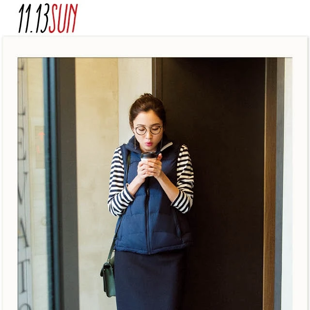 肌寒い日の救世主! 秋の休日コーデは、すっきりダウンベストで女っぽカジュアル♡