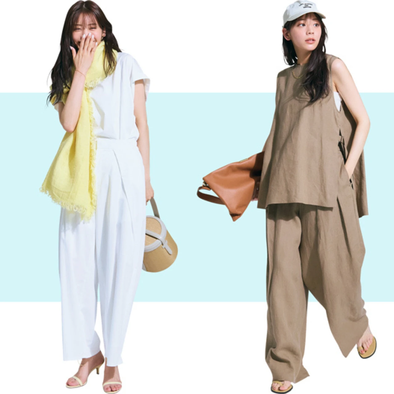 【秒でサマ見えする夏向きパンツセットアップ】驚くほど洒落る！ラフに着るブラウス×パンツセットアップ