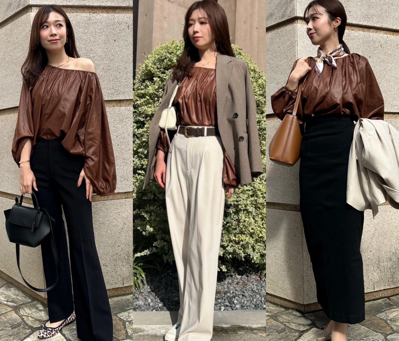 BAILA12月号掲載♡BIANCA×バイラーズコラボの“レザー見えバルーントップス”をオン・オフで着回し！