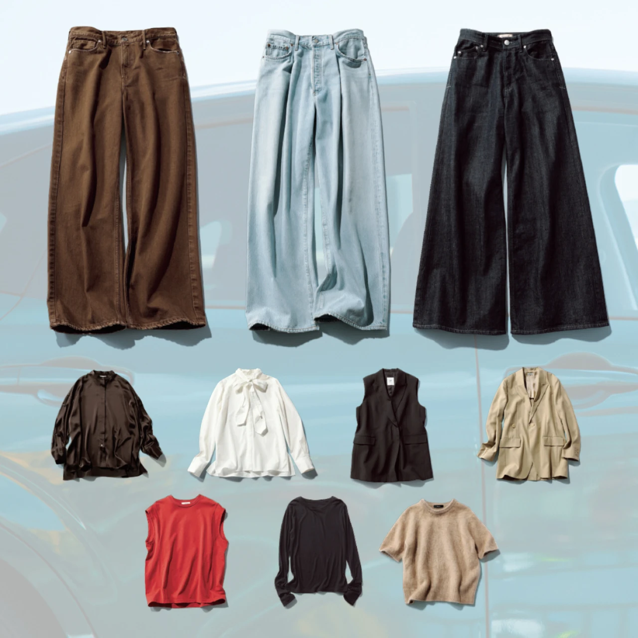 仕事もプライベートも軽やかに楽しむ着回しワードローブ10選【愛車ときれいめデニム服着回し】