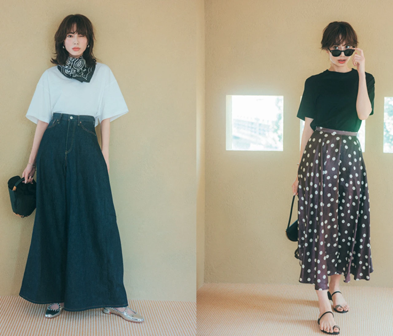 【Tシャツはベーシック色が頼れる！】モノトーンTはフレンチシックな気分でさりげなく華やかに