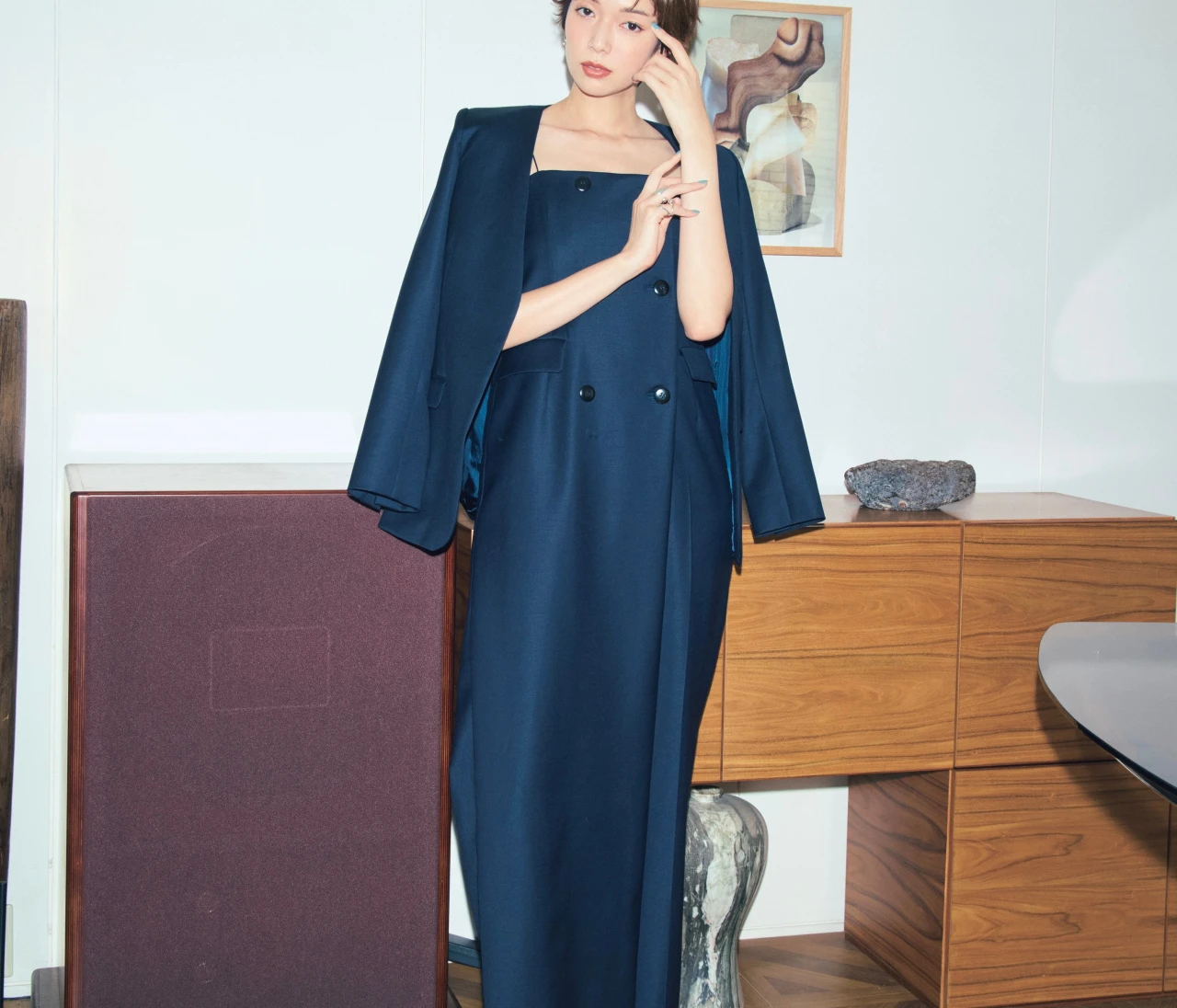 【セットアップコーデ】ジャケット×コンビネゾンで感度高めの着こなしに【BAILA今日のコーデ】