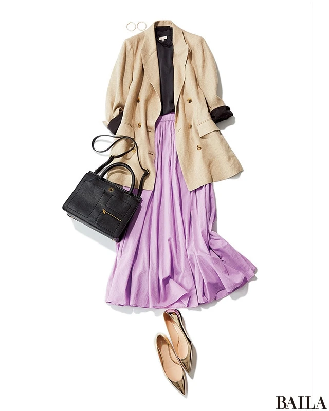 ジャケットできちんと感を！　旬スカートの女っぽ