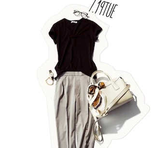 連休明けは楽ちんさ重視！　涼しげきちんとパンツスタイルのヒミツは、バッグスタイルにあり♡