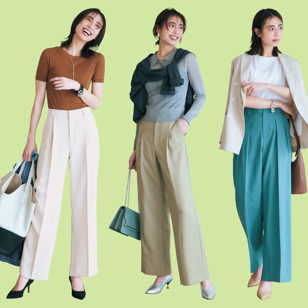 「アニュアンス」、「アンカーウーマン」ほか美脚も機能性も満足！360°美脚がかなう淡色＆きれい色パンツ3選【働く30代に最高のオフィス服】