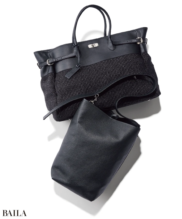 （上）MARCO MASI　マルコマージ/BIG SQUARE BAG　（下）Bucket Baggage　バケット バゲージ/ Step Sac