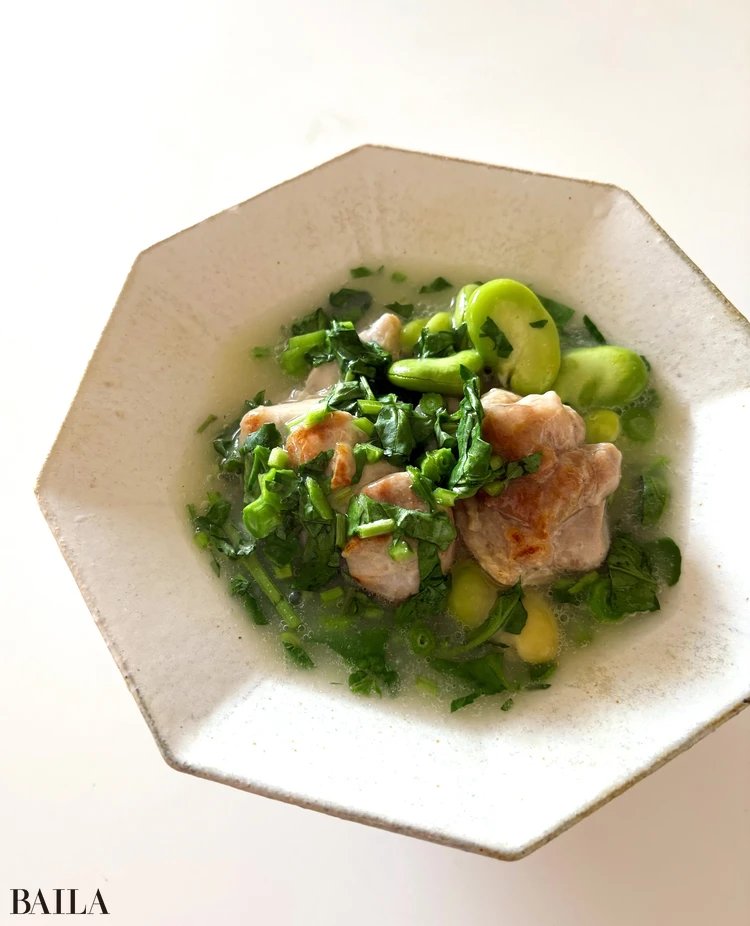 長谷川あかり　レシピ　チキンレモンクレソン煮　完成写真