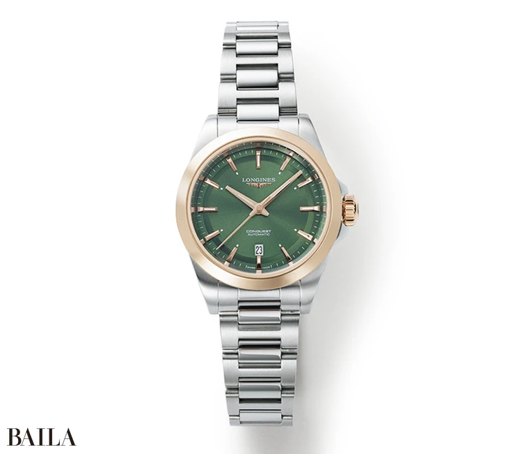 「コンクエスト」(SS、18KRGケース&SSブレスレット/直径30mm/自動巻き/10気圧防水)¥481800/ロンジン