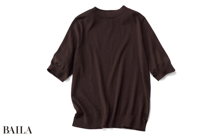 五分袖ブラウンニット