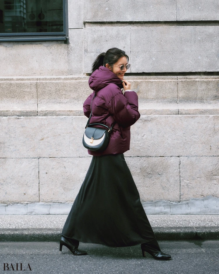 貴島明日香　ショート丈ダウンコーデ