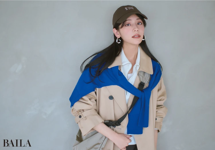 ニットの肩かけで 重心を上げて バランスアップ!