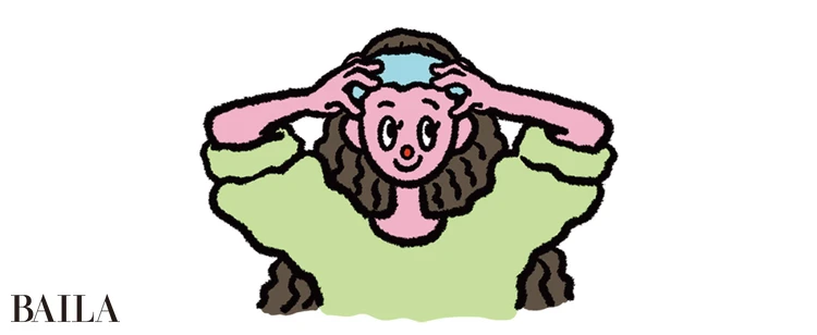 《2》こめかみまで指を動かしハンドプレス