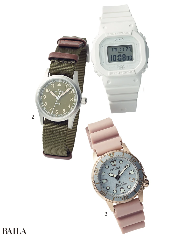 1 CASIO　2 HAMILTON　3 CITIZEN