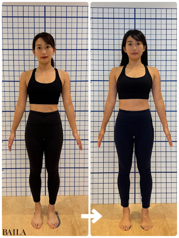 「ユミコアでは、毎月自分のシルエットを撮って記録。写真は、去年の11月頃から6月の変化で、足のラインが少しほっそりしてきました」(諸田さん)