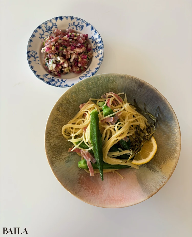 長谷川あかり とろけるオクラのワンパンパスタ 献立