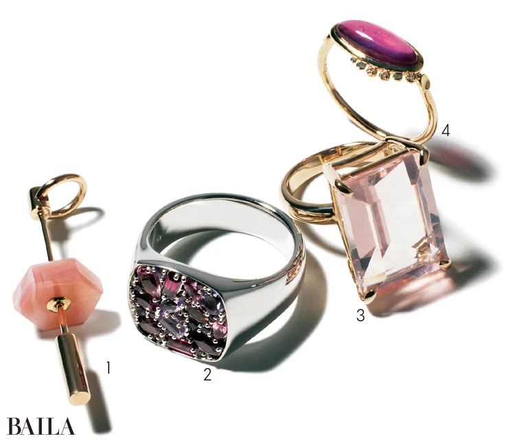 ピンクの色石ジュエリー ピアス&リング