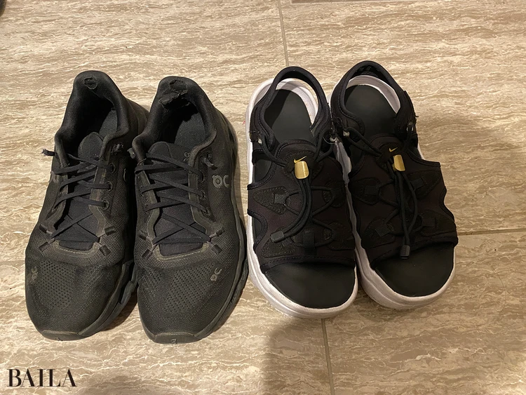 「さらに雨の日以外は必ず1時間のウォーキング。どんなに疲れていても続けました。買い物に行くときも必ずスニーカーで、1万歩を目指すのが習慣に。上の写真は現在、夜歩くときに履いているスニーカー。歩く時だけ履いているので、もうボロボロです（笑）」（山田さん）