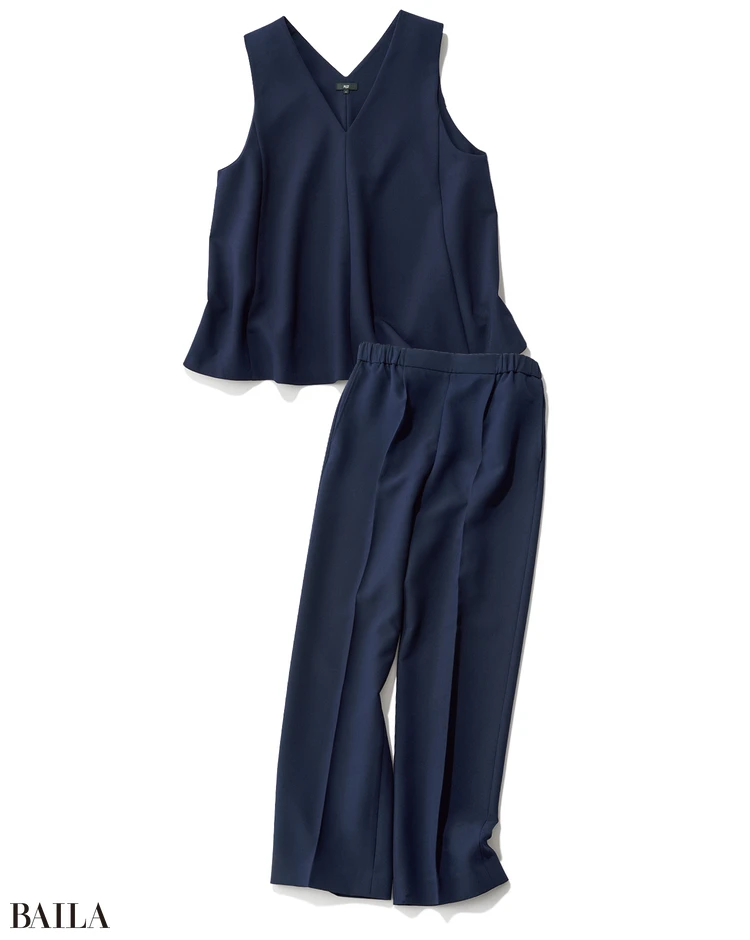 【PLST】美スタイルがかなうジレ×パンツセット