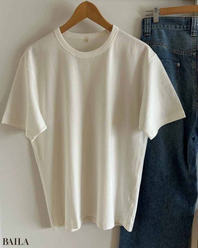 昔ながらの製法で編み立てた 天竺クルーネック半袖Tシャツ(紳士/白) MUJI Labo