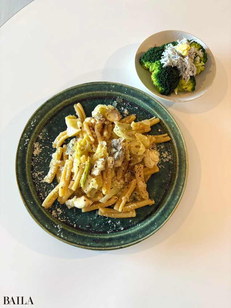 長谷川あかり 鱈とキャベツのオレンジ煮込みショートパスタ 献立