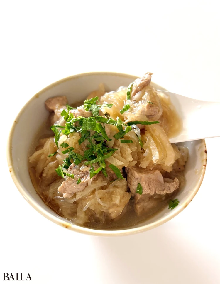 長谷川あかり レシピ 完成! 豚肉と切り干し大根、はるさめのおろしれんこん煮込み 完成写真