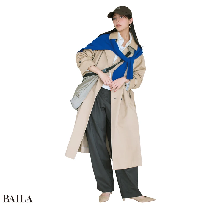 ニットの肩かけで 重心を上げて バランスアップ!