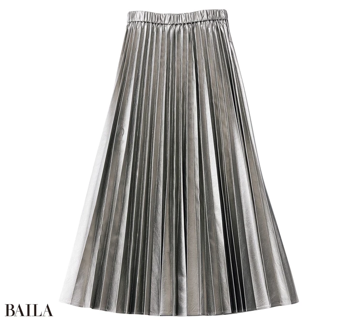 サロン アダム エ ロペのメタリックプリーツスカート