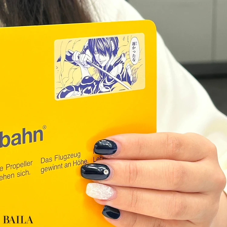 BAILA2・3月合併号の付録『銀魂ステッカー』のまる子と花輪くんの名場面をノートに貼った様子