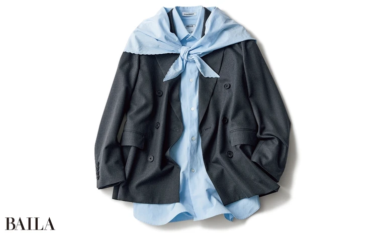 テーラード×スカーフ