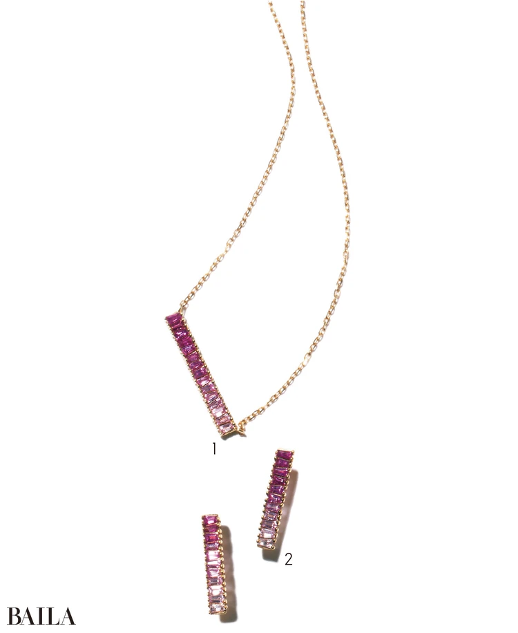 ピンクの色石ジュエリー ピンクサファィアのピアス&ネックレス
