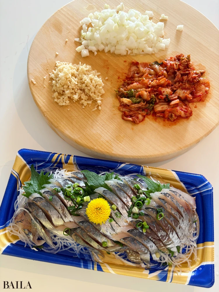 長谷川あかり 材料 鯵キムチ丼 材料