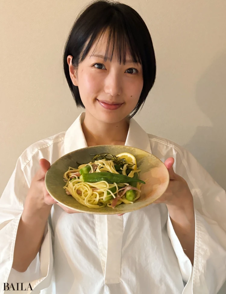 長谷川あかり レシピ とろけるオクラのワンパンパスタ