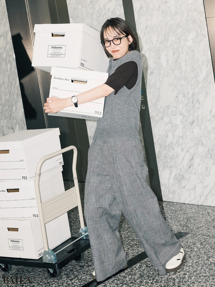 五分袖ブラウンニット-2