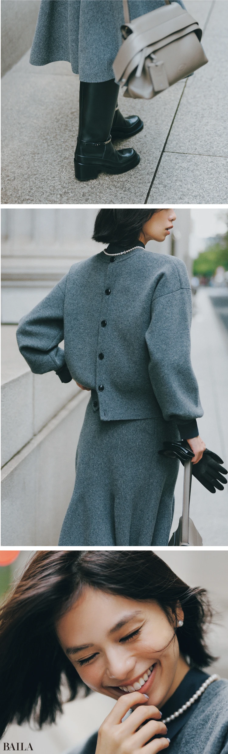 仕事終わりの女子会は、いちばん気合が入るハイライト。絶対にセンスがいいって思われたいから、褒められ待ちのセットアップで。楽しい予定を思うと、足取りも軽くなる！