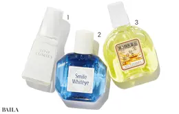 マイティア®ルミファイ（要指導医薬品） 5㎖ ￥3828／千寿製薬　　スマイルホワイティエn（第2類医薬品） 15㎖ ￥880／ライオン　　雲切目薬α（第３類医薬品） 15㎖ ￥1320／笠原十兵衛薬局