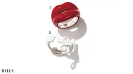 4リング（リサイクルSV925×エナメル）￥53900・5リング（リサイクルSV925×エナメル）￥47300／トゥモローランド（ホットリップス）