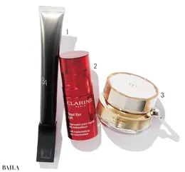 1　B.A アイゾーンクリーム 26g ￥19800／ポーラお客さま相談室　　　2　トータル アイ インテンス 15㎖￥12430／クラランス　3　クレームイユーS 15g ￥29150／クレ・ド・ポー ボーテ