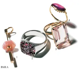 ピンクの色石ジュエリー　ピアス＆リング
