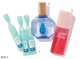 1　アイリスCL-Iプレミアム うるおいケア（第3類医薬品） 0.4㎖×30本 ￥1634／大正製薬 　2　ロート養潤水α（第3類医薬品） 13㎖ ￥968／ロート製薬　3　ロートリセグロウ（第3類医薬品） 8㎖ ￥768／ロート製薬　