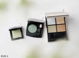 エレガンス ラズル アイカラー 67 ￥2310／エレガンス コスメティックス（1/18発売）　オンブル エサンシエル 254 ￥5500／シャネル（1/8限定発売）　　ルナソル アイカラーレーションN 04 ￥7700／カネボウ化粧品（1/24発売）