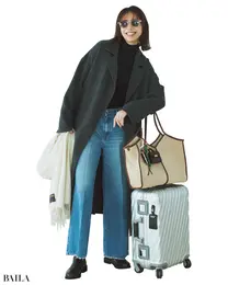 土屋巴瑞季　荷物が多くなる最終日は、動きやすさ重視のシンプルスタイルで。