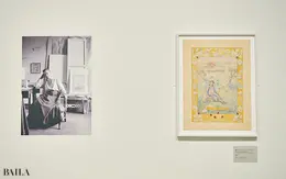 若き日に描いた児童書の挿絵（右）とヒルマの肖像（左）