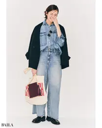 やんちゃなデニムコーデにモダンなエッセンスをひとさじ