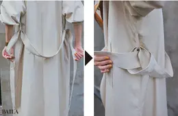 左右のベルトループに くくりつけておくと 外れにくく、 しゃれ感もアップ！