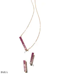 ピンクの色石ジュエリー　ピンクサファィアのピアス＆ネックレス