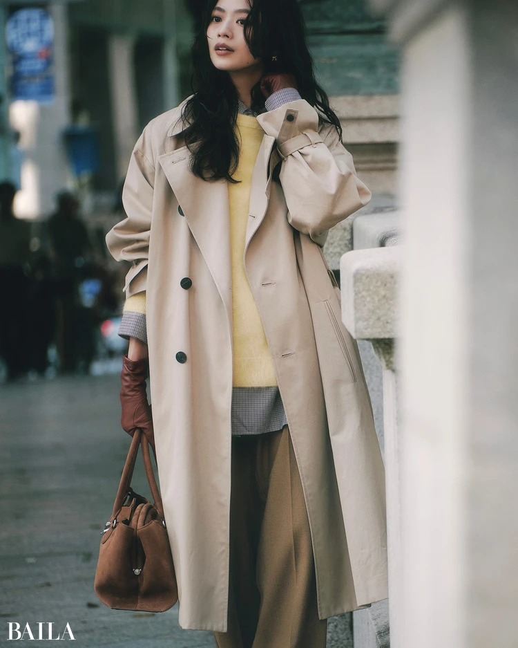 松木育未 コートコーデ