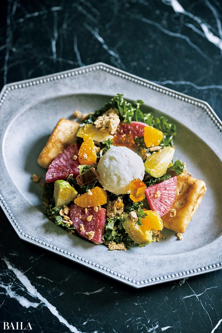 【グルテンフリー】冬のケールサラダ&餅粉クレープ ¥1800